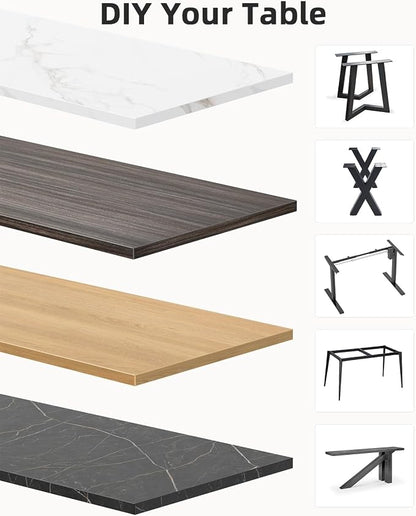 Universal 48 x 30 One-Piece Solid Wood Table Top, 1" Thick Desktop for Stand Up Height Adjustable Desk Frames, Home Office Tabletop, Countertop DIY, Black Marble