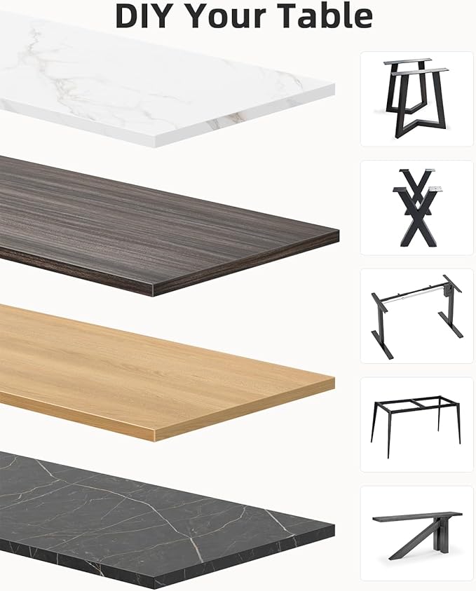 Universal 48 x 30 One-Piece Solid Wood Table Top, 1" Thick Desktop for Stand Up Height Adjustable Desk Frames, Home Office Tabletop, Countertop DIY, Elmwood