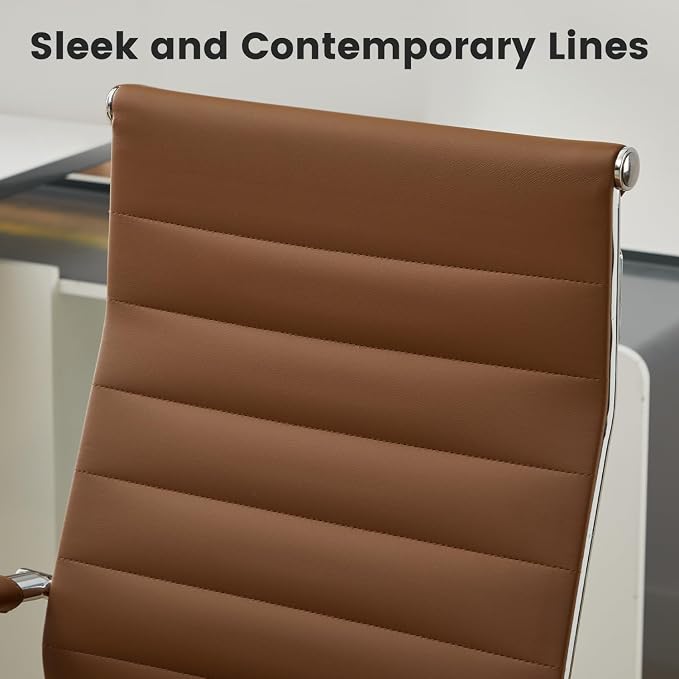 Office Desk Chair Leather, Conference Room Chairs with Wheels, Modern Executive Computer Guest Chairs with Arms.