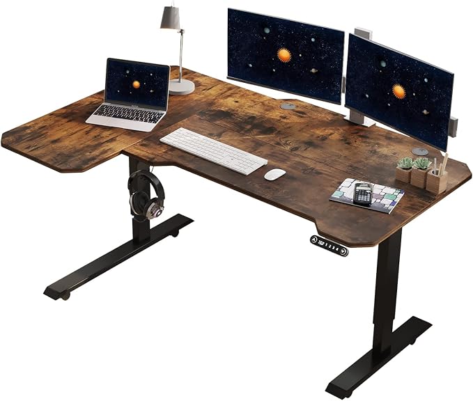 59 Inch Electric Standing Desk, Height Adjustable Sit Stand Desk with Memory Control and Spacious Desktop for Home Office