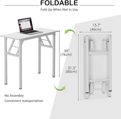 Need Small Desk 31 1/2" No Assembly Foldable Writing Table,Sturdy and Heavy Duty Folding Computer Desks for Small Space/Home Office/Dormitory AC5DW(80 * 40)