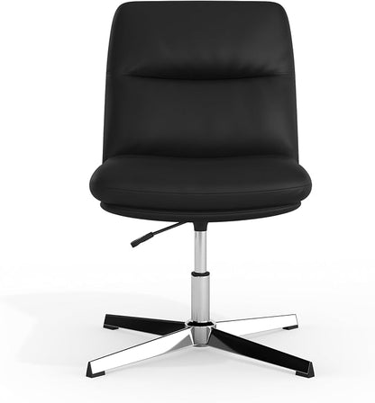Flash Furniture Chloe Commercial Mid-Back Swivel Office Chair, Padded LeatherSoft, Adjustable Height, Ergonomic Mid-Rise Back, Armless, Stationary, Black/Chrome