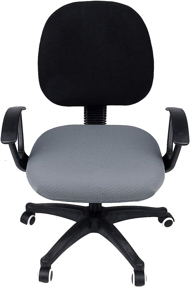 Smiry Stretch Jacquard Office Computer Chair Seat Covers, Removable Washable Anti-dust Desk Chair Seat Cushion Protectors - Grey