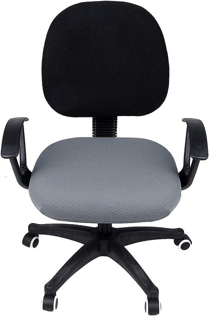 Smiry Stretch Jacquard Office Computer Chair Seat Covers, Removable Washable Anti-dust Desk Chair Seat Cushion Protectors - Grey