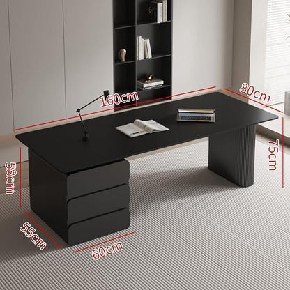 JITUIHOM Office Desk Slate Desk Minimalist Small Apartment Study Modern Light Luxury Boss Office Computer(160 * 80 * 75cm)