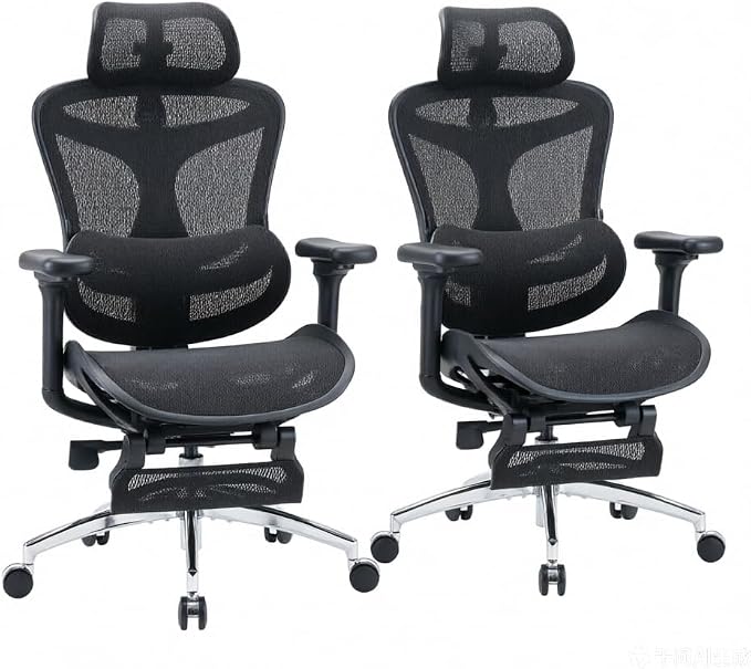 SIHOO Doro C300 Ergonomic Office Chair with Footrest, Ultra Soft 3D Armrests, Dynamic Lumbar Support for Home Office Chair, Adjustable Backrest Desk Chair, Big and Tall Computer Chair 2 Packs (Black)