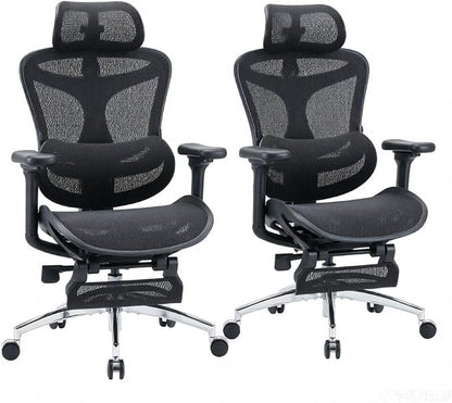 SIHOO Doro C300 Ergonomic Office Chair with Footrest, Ultra Soft 3D Armrests, Dynamic Lumbar Support for Home Office Chair, Adjustable Backrest Desk Chair, Big and Tall Computer Chair 2 Packs (Black)