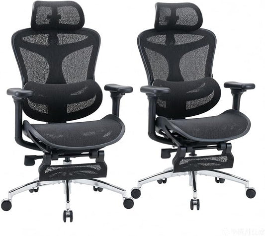 SIHOO Doro C300 Ergonomic Office Chair with Footrest, Ultra Soft 3D Armrests, Dynamic Lumbar Support for Home Office Chair, Adjustable Backrest Desk Chair, Big and Tall Computer Chair 2 Packs (Black)