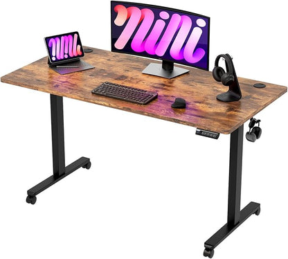 Monomi Electric Standing Desk 48x24 Inches, Height Adjustable Sit Stand Up Desk with Memory Preset, Anti-Collision Ergonomic Computer Desk for Home Office, Vintage Brown
