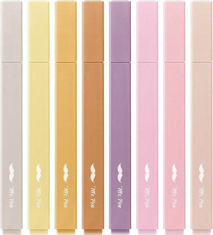 Mr. Pen- Aesthetic Highlighters No Bleed, 8 Pack, Vintage Brown, Chisel Tip | Cute Highlighters Assorted Colors for Journaling, Highlighting, Underlining, Fast Dry, Back to School Supplies