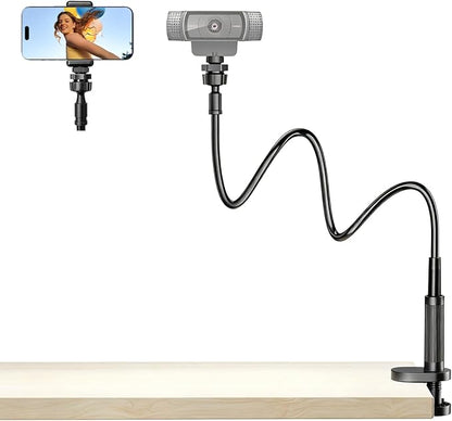 Webcam Stand Mount for Desk, Flexible Gooseneck Webcam arm Holder with Clamp, Web Camera Computer Stand Compatible with Action Camera Gopro C922 C930e C920S C920 C615 C960 C920x BRIO