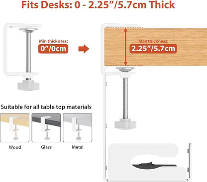 Univivi Under Desk Cable Management Tray - 48" Steel Cord Organizer, No-Drill C-Clamp & Screw Mount for Office/Home, Effortless Wire Management (White)