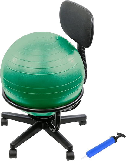 CanDo Metal Ball Chair - Inflatable Ergonomic Active Seating Exercise Ball Chair with Air Pump for Home, Office, and Classroom