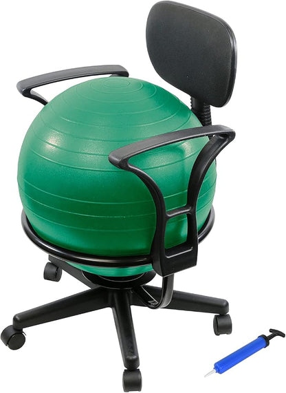 CanDo Metal Ball Chair - Inflatable Ergonomic Active Seating Exercise Ball Chair with Air Pump for Home, Office, and Classroom