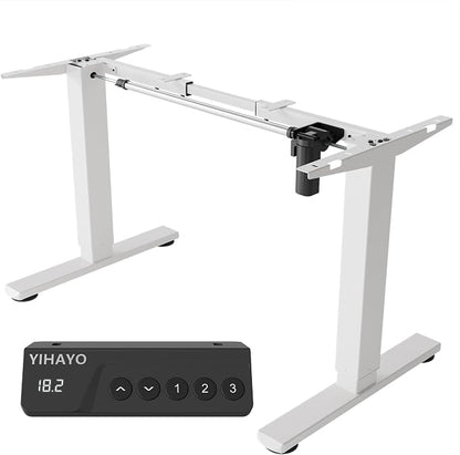 YIHAYO Low Height Adjustable Desk Frame, Lifts 18.1-28.3 Inches, Electric Standing Desk for Short People, DIY Workstation, Computer Table for Home Office (White)