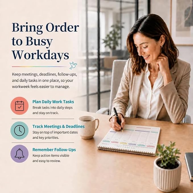 Weekly To Do List Notepad from Monday to Sunday Planning for 1 year, 8.5" x 11" Daily Planner for ADHD, Adults & Teens, Desk Schedule Journal with Habit Tracker for Work, Home, School, and Daily Chores