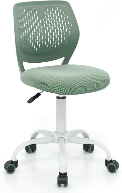 Giantex Kids Desk Chair, Adjustable Children Study Chair, Swivel Armless Mesh Task Office Chair, Computer Desk Chair with Adjustable Height & Lumbar Support (Sage)