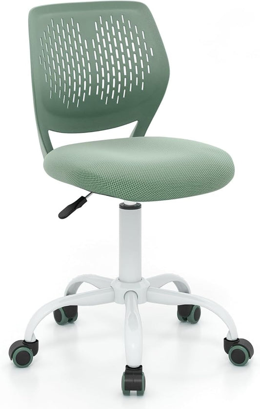 Giantex Kids Desk Chair, Adjustable Children Study Chair, Swivel Armless Mesh Task Office Chair, Computer Desk Chair with Adjustable Height & Lumbar Support (Sage)
