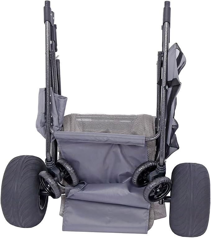 Ultimate Beach Cart with Balloon Wheels for Sand – Buggy Wagon with Big Wheels, Insulated Cooler Bag, Boogie Board & Umbrella Holder, 100 lbs Load Capacity