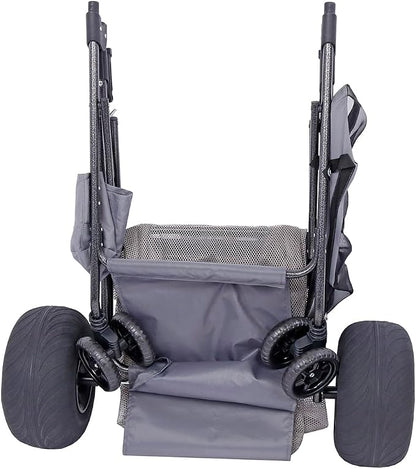 Ultimate Beach Cart with Balloon Wheels for Sand – Buggy Wagon with Big Wheels, Insulated Cooler Bag, Boogie Board & Umbrella Holder, 100 lbs Load Capacity
