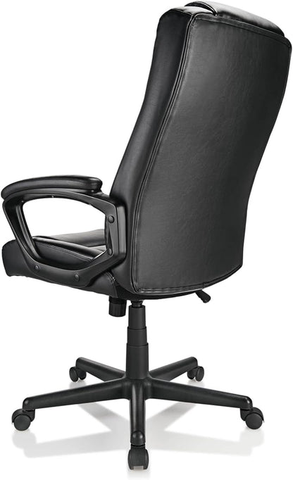 Realspace® Hurston Bonded Leather High-Back Executive Office Chair, Black, BIFMA Compliant