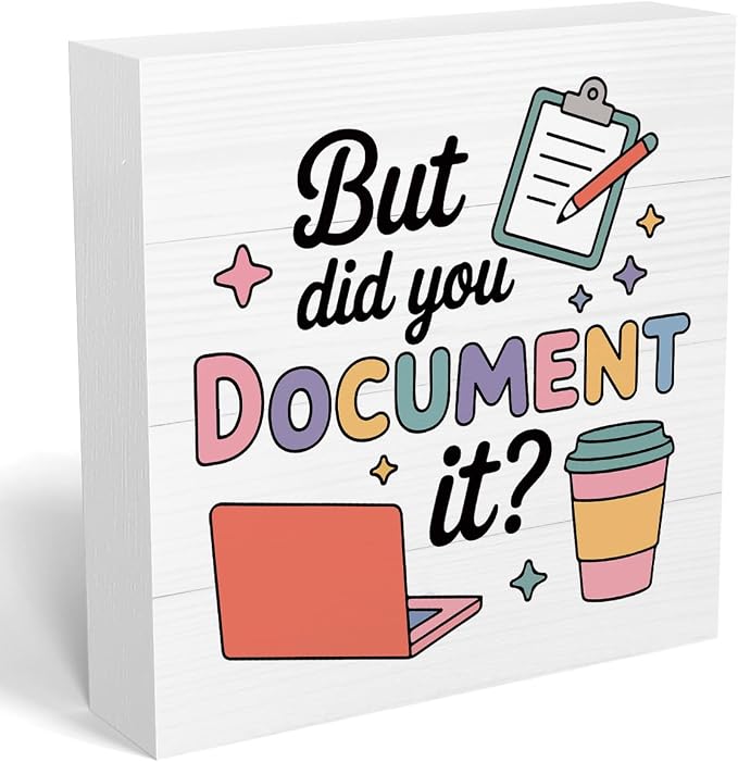 mmiishe But Did You Document It Special Education Teacher Gifts Desk Decor | Funny Office Wood Box Sign for Women Men Friend Coworkers Teacher Appreciation Gifts Cubicle Desk Sign For Desk 5 x 5 Inches