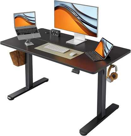 FAMISKY Electric Standing Desk, 40 x 24 Inches Height Adjustable Desk, Ergonomic Home Office Computer Workstation with Splice Board, Black