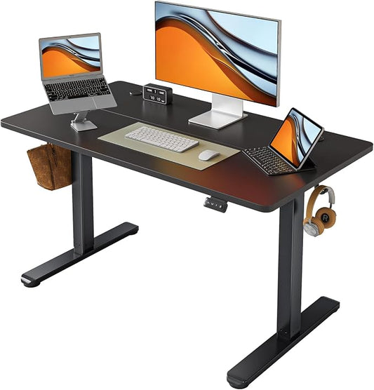 FAMISKY Electric Standing Desk, 40 x 24 Inches Height Adjustable Desk, Ergonomic Home Office Computer Workstation with Splice Board, Black