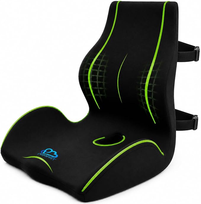 Ergonomic Memory Foam Seat Cushion for Office Chair, Car Seat, Dining, Gaming Chair & Wheelchair, Full Back & Lumbar Support Pillow One Piece, Back Pain Relief, Coccyx, Tailbone & Sciatica Pain Relief