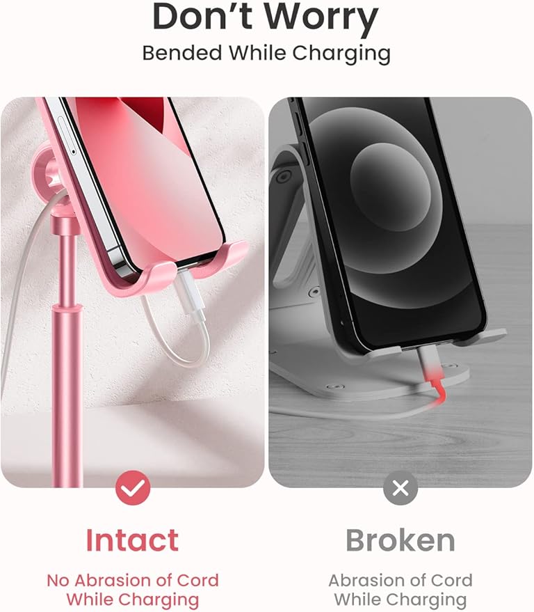 LISEN Phone Stand for Desk, iPhone Holder for Desk Offices Accessories | Vanity Decor, Cute Design, Pink Gifts Gadgets, Pink Bathroom Living Dorm Room Essentials Decor, iphone stand for desk