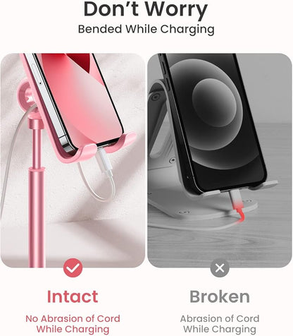 LISEN Phone Stand for Desk, iPhone Holder for Desk Offices Accessories | Vanity Decor, Cute Design, Pink Gifts Gadgets, Pink Bathroom Living Dorm Room Essentials Decor, iphone stand for desk