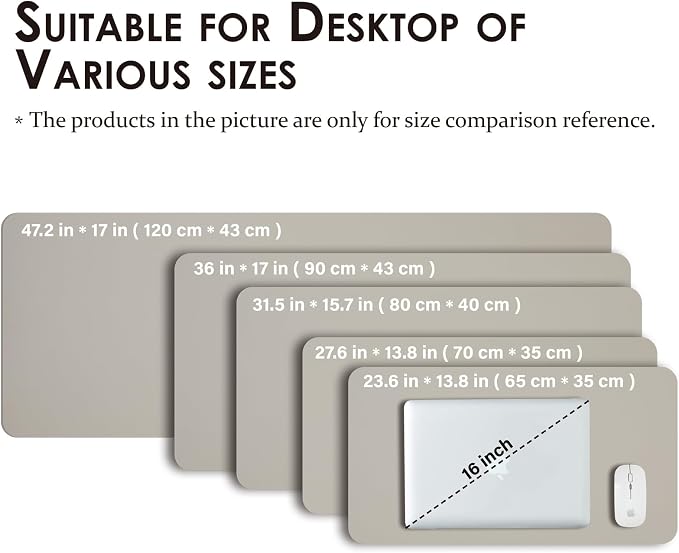 Leather Desk Mat - Small Non-Slip PU Desk Pad for Office and Home - Desk Organization and Accessories - Ideal for Large Mouse Pad and Small Desk Mats on Top of Desks (Light Gray,23.6"x 13.8")