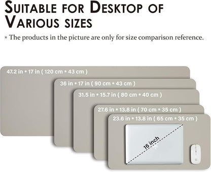 HOMIEAZICOZI Leather Desk Mat - Non-Slip PU Pad for Office and Home Organization Accessories Ideal Large Mouse Mats on Top of Desks (Light Gray,31.5''x 15.7'') (DPD-LGr-M)