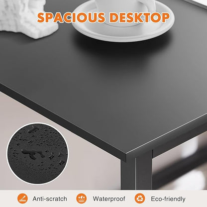 Sweetcrispy Computer Small Office Desk 44 Inch Student Study Writing Work with Metal Frame Wood Tabletop Modern Simple PC Table for Home and Bedroom, Black