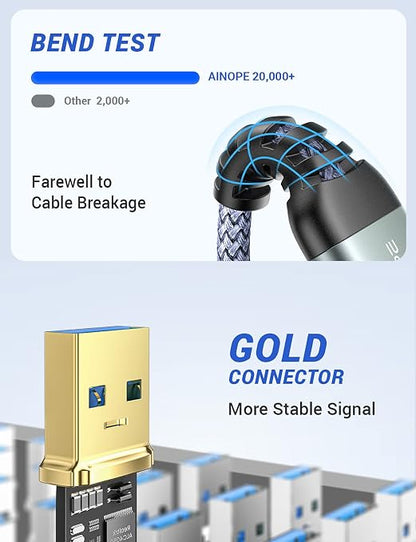 AINOPE USB to USB Cable, 1.5FT*1Pack USB 3.0 A to A Male to Male Cable [Never Rupture] Double End Type A Cord for Data Transfer, Compatible with Hard Drive Enclosures, Laptop Cooler, KVM, DVD Player