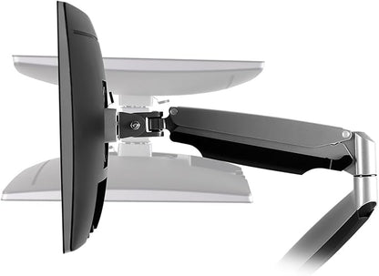 Mount-It! (MI-1772) Dual Monitor Arm Mount Desk Stand Two Articulating Gas Spring Height Adjustable Arms | Fits Up To 32" VESA 75 100 Compatible Screens | C-Clamp and Grommet Bases (Silver)