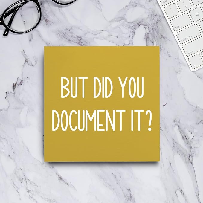 But Did You Document It Office Decor Wooden Box Sign Decorative Funny Office Wood Box Sign Home Rustic Farmhouse Square Desk Decor Sign for Shelf Office Desk Accessories 5 x 5 Inches（Yellow）