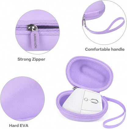 ANKHOH Case for Logitech Lift Vertical Ergonomic Mouse, Travel Carrying Holder Storage Box for Logi Wireless Bluetooth Cordless Upright Mouse - Bag Only (Purple)
