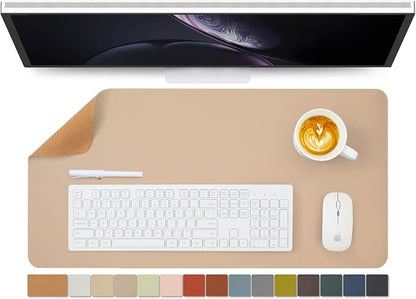 Cork Desk Mat - Dual-Sided Desk Pad for Office and Home - Desk Organization and Accessories - Ideal for Large Mouse Pad and Desk Mats on Top of Desks(Apricot,27.6"x 13.8")