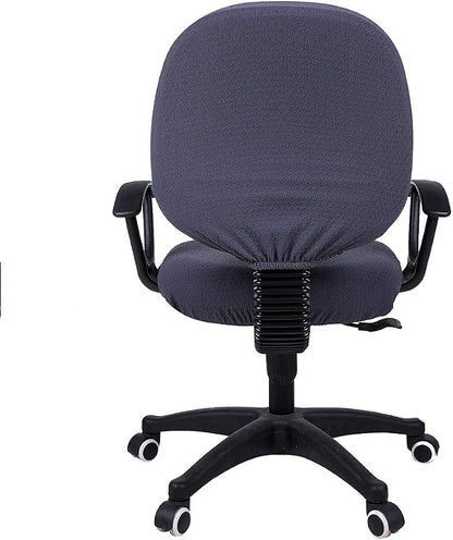 Smiry Stretch Jacquard Office Computer Chair Covers, Removable Washable Universal Desk Rotating Chair Slipcovers Protector, Seat + Backrest Cover, Dark Grey