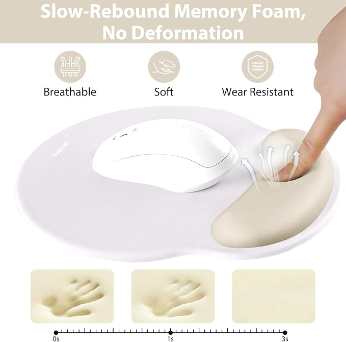 Sushret Mouse Pad and Keyboard Wrist Rest, 3-in-1 Gel Memory Foam Ergonomic Mouse Pad with Wrist Rest Set, Gaming Mousepad Arm Cushion Support for Computer Office Desk Accessories Cute Setup,Khaki
