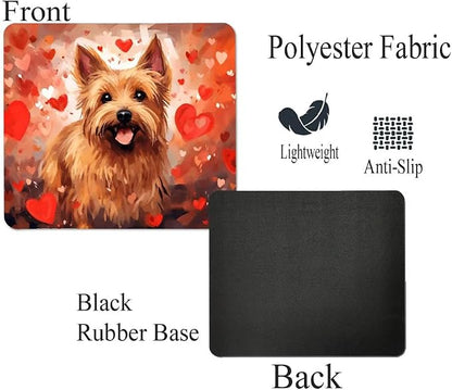 Australian Terrier Mouse Pad Dog with Red Hearts Pattern Non-Slip Rubber Mouse Pad Puppy in Love Mouse Pad for Home Office Work Desk Computer Desktop Laptop for Dog Lovers