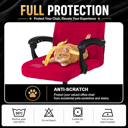 Elastic Computer Chair Cover with Durable Zipper - Protective Removable Washable Universal Office Desk Chair Seat Slip Cover - Stretchy Soft Anti-dust Desk Chair Seat Protector for Dogs, Cats, Pets