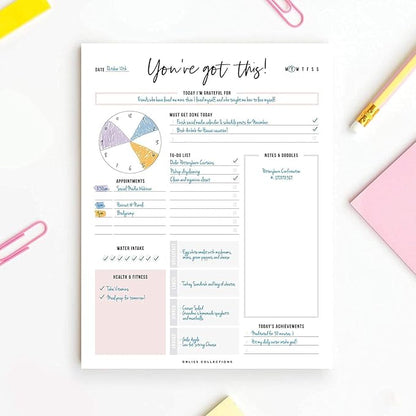 Boost Productivity with Undated Daily Planner - 50 Tear-Off Sheets - Goal Setting, Tasks & Notes - Organization & To-Do List (8.5 x 11)