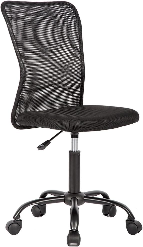 BestMassage Office Chair Cheap Desk Chair Mesh Computer Chair with Lumbar Support No Arms Swivel Rolling Executive Chair for Back Pain,Black 1 Pack