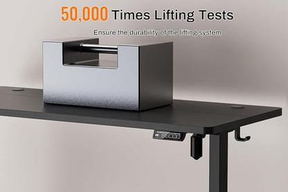 Standing Desk Electric Height Adjustable Desk 55 x 23.6 Inches Sit Stand up Desk, Computer Home Office Desk Memory Preset with Two-Piece Desktop (Black, 55 * 24 Inch)