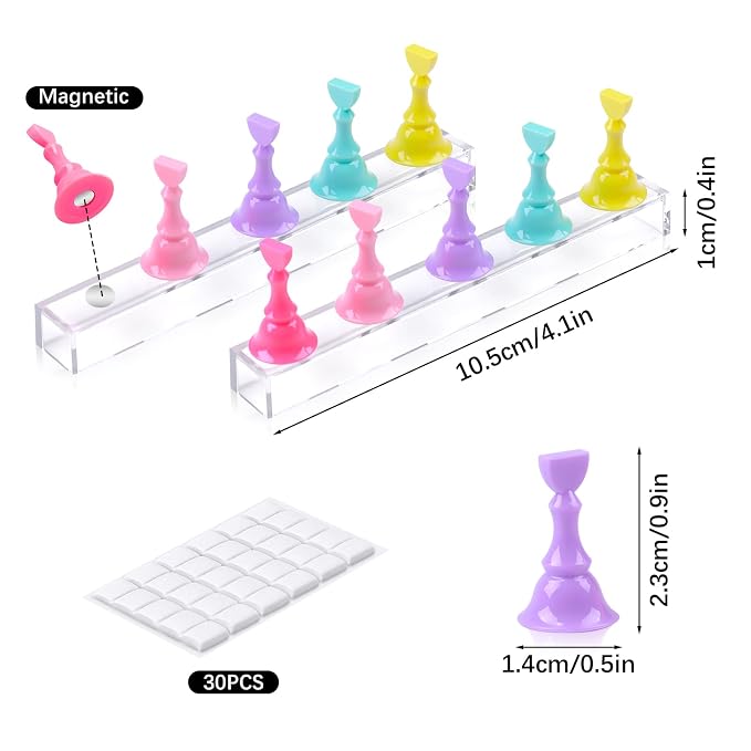 JUSTOTRY 2 Sets Nail Painting Stand With Reusable Adhesive Putty Acrylic Nail Holder For Press On Nails Display Tools Kit Accessories Home DIY Salon