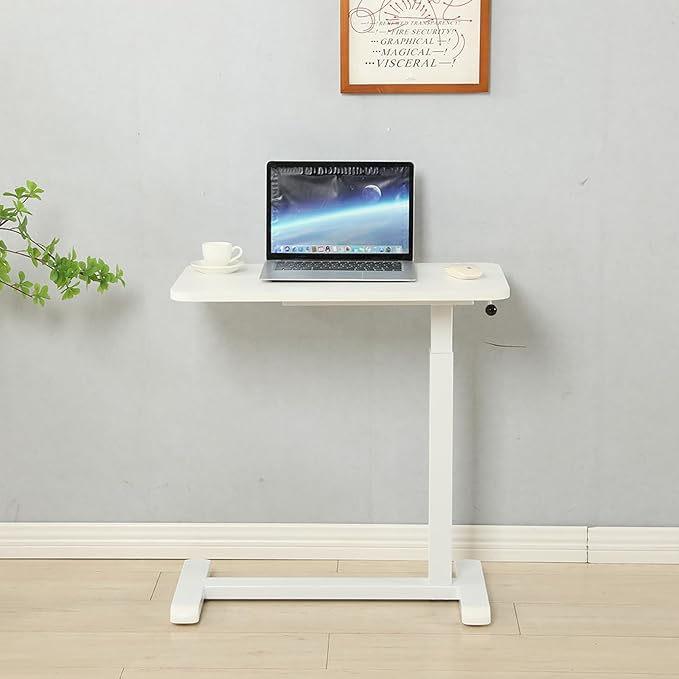 Height-Adjustable Mobile Standing Desk 30" Rolling Laptop Table with Gas Spring Riser & Wheels Ideal for Offices Home Medical or School Use Circular Table Leg Design for Smooth Rolling