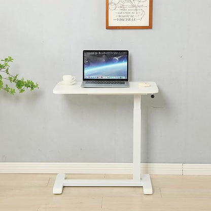 Height-Adjustable Mobile Standing Desk 30" Rolling Laptop Table with Gas Spring Riser & Wheels Ideal for Offices Home Medical or School Use Circular Table Leg Design for Smooth Rolling