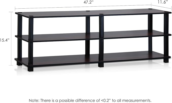 Furinno Turn-S-Tube No Tools 3-Tier Entertainment TV Stands, Dark Cherry and Black